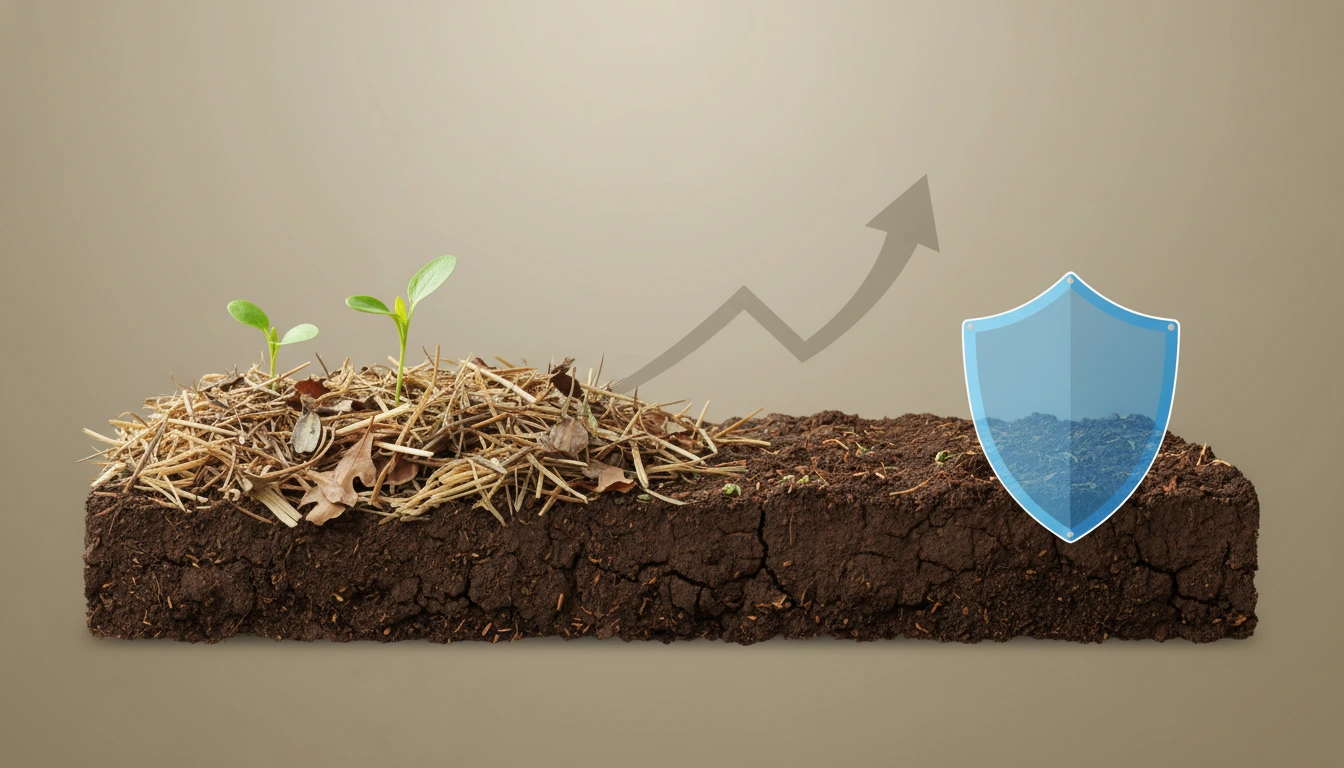 আপনার ছবির বিষয়বস্তুর ওপর ভিত্তি করে নিচে কিছু উপযোগী অল্ট টেক্সট (Alt Text) দেওয়া হলো: **বিকল্প ১ (সবচেয়ে ভালো):** > "আধুনিক কৃষিতে ফলন বৃদ্ধিতে মালচিং পদ্ধতির ব্যবহার।" **বিকল্প ২ (প্লাস্টিক মালচিং হলে):** > "চাষের জমিতে মাটির আর্দ্রতা রক্ষায় প্লাস্টিক মালচিং পেপারের প্রয়োগ।" **বিকল্প ৩ (প্রাকৃতিক মালচিং হলে):** > "গাছের গোড়ায় খড় বা জৈব সার দিয়ে মালচিং করার দৃশ্য।" **বিকল্প ৪ (সংক্ষিপ্ত):** > "মাটির সুরক্ষায় ও আগাছা দমনে মালচিং পদ্ধতি।" **পরামর্শ:** যদি আপনার ছবিটি একটি সাধারণ মালচিং করা ফসলের মাঠের হয়, তবে **বিকল্প ১** ব্যবহার করা সবচেয়ে বুদ্ধিমানের কাজ হবে। এটি এসইও (SEO) ফ্রেন্ডলি এবং ছবির সারমর্ম প্রকাশ করে।