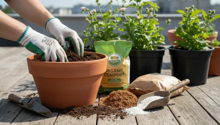 আপনার ছবির বিষয়বস্তুর ওপর ভিত্তি করে নিচে তিনটি ছোট অল্ট টেক্সট (Alt Text) দেওয়া হলো: ১. **সহজ ও সরাসরি:** "ছাদ বাগানের টবের জন্য মাটি এবং জৈব সারের মিশ্রণ তৈরি।" ২. **বিষয়ভিত্তিক:** "টবের গাছের জন্য আদর্শ ও উর্বর মাটি তৈরির প্রক্রিয়া।" ৩. **সংক্ষিপ্ত:** "ছাদ বাগানের জন্য প্রস্তুতকৃত জৈব মাটি।" আপনার ছবির সাথে সবথেকে বেশি সামঞ্জস্যপূর্ণটি আপনি বেছে নিতে পারেন।