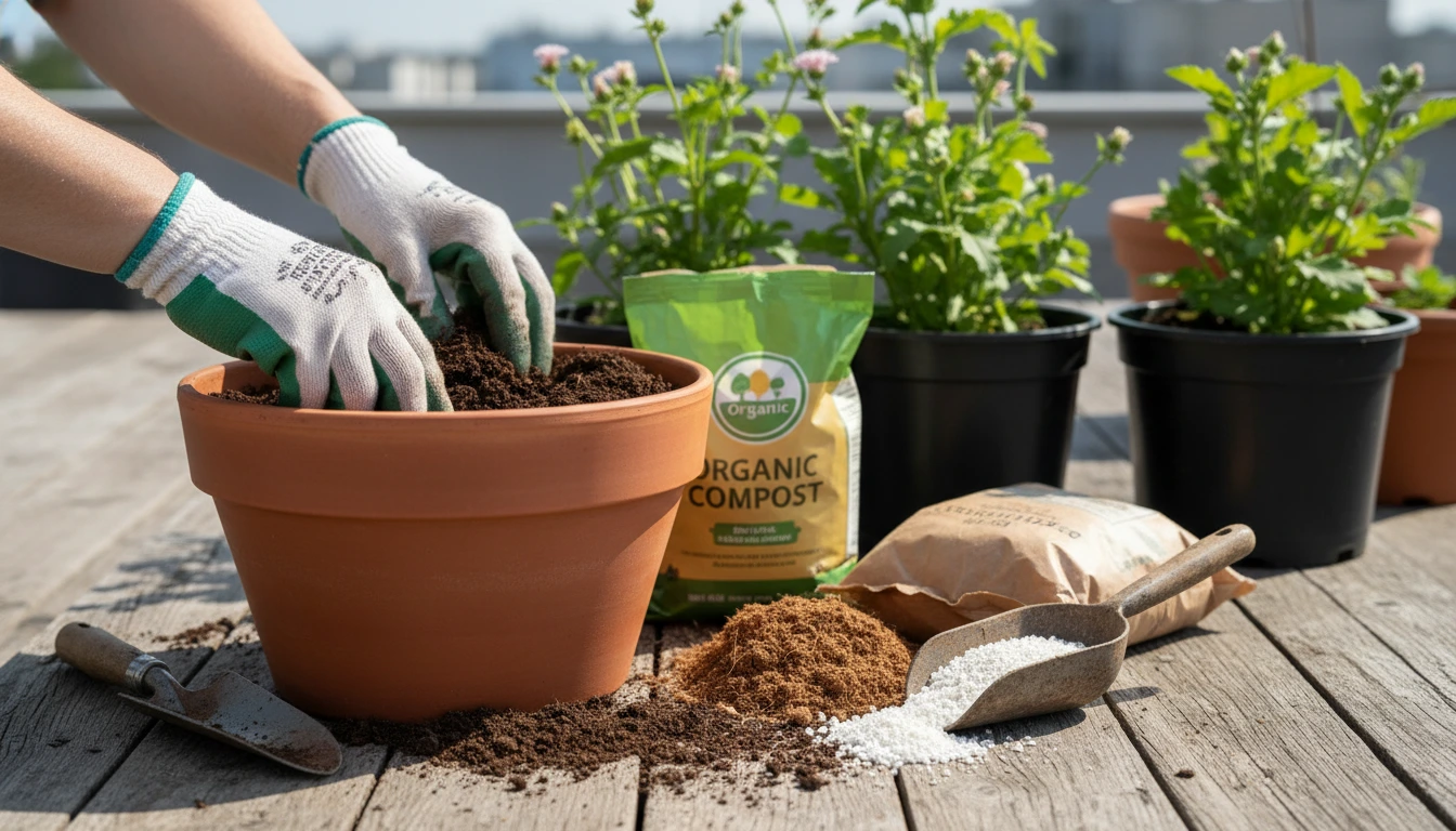 আপনার ছবির বিষয়বস্তুর ওপর ভিত্তি করে নিচে তিনটি ছোট অল্ট টেক্সট (Alt Text) দেওয়া হলো: ১. **সহজ ও সরাসরি:** "ছাদ বাগানের টবের জন্য মাটি এবং জৈব সারের মিশ্রণ তৈরি।" ২. **বিষয়ভিত্তিক:** "টবের গাছের জন্য আদর্শ ও উর্বর মাটি তৈরির প্রক্রিয়া।" ৩. **সংক্ষিপ্ত:** "ছাদ বাগানের জন্য প্রস্তুতকৃত জৈব মাটি।" আপনার ছবির সাথে সবথেকে বেশি সামঞ্জস্যপূর্ণটি আপনি বেছে নিতে পারেন।