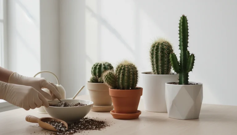 "ক্যাকটাস গাছের জন্য আদর্শ মাটি তৈরি এবং সঠিক পরিচর্যার দৃশ্য।"ঘরোয়া পদ্ধতিতে ক্যাকটাসের ঝুরঝুরে মাটি প্রস্তুত ও টবে চারা রোপণ।