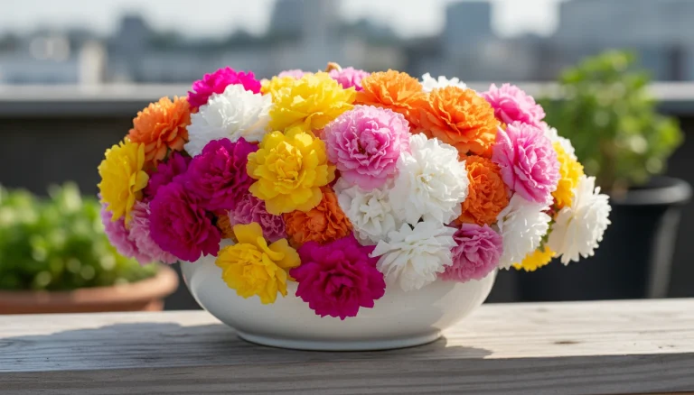 ছাদবাগানে ফুটে থাকা লাল ও হলুদ রঙের জায়ান্ট মসরোজ।