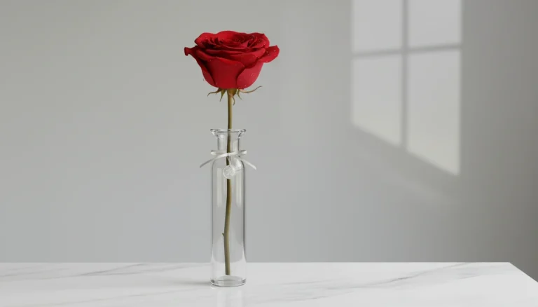 কাঁচের ফুলদানিতে রাখা সতেজ লাল গোলাপ।ভালোবাসা দিবসে উপহার পাওয়া সতেজ লাল গোলাপ।