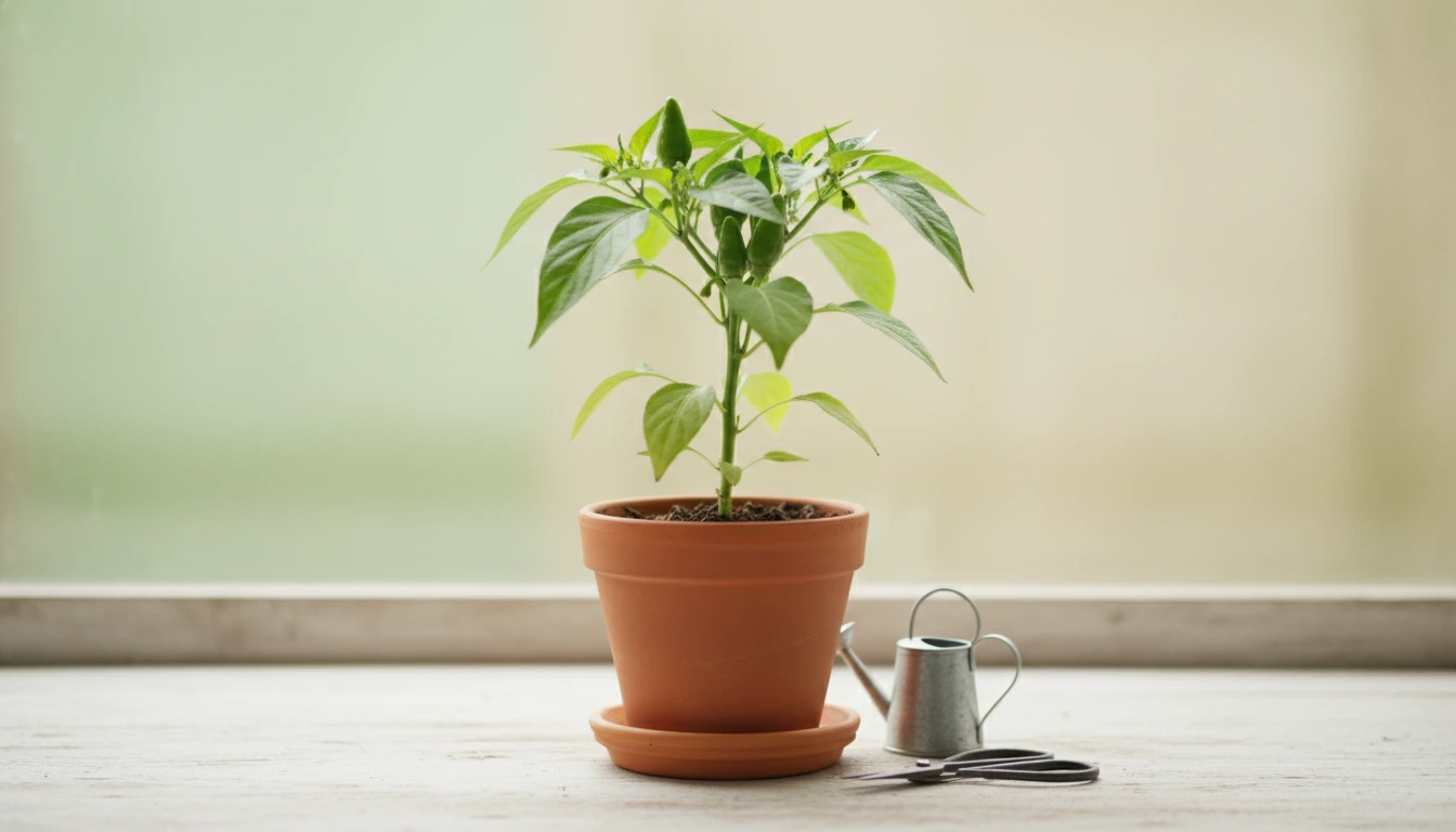 টবে মরিচ গাছ লাগানোর নিয়ম ও গাছের সঠিক পরিচর্যা। একটি টবে সতেজ একটি মরিচ গাছ