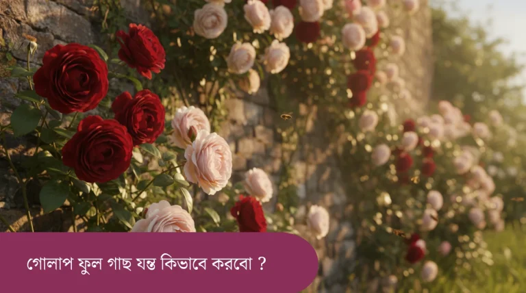 **"একটি সুন্দর সতেজ গোলাপ ফুল গাছ এবং এর সঠিক পরিচর্যা।"** আপনি যদি আরও সুনির্দিষ্ট করতে চান, তবে এটি ব্যবহার করতে পারেন: **"বাগানে ফুটে থাকা লাল গোলাপ গাছ - রোপণ ও পরিচর্যার তথ্য।"**